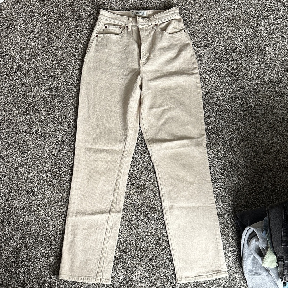 Abercrombie & Fitch High Rise Women Jeans - Cream